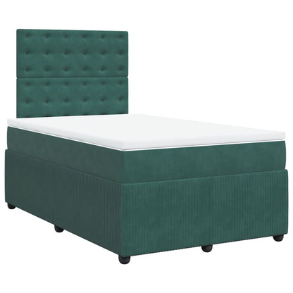 Cama Box Spring Con Colchón Terciopelo Verde Oscuro 120x190 Cm / Vetonek_0