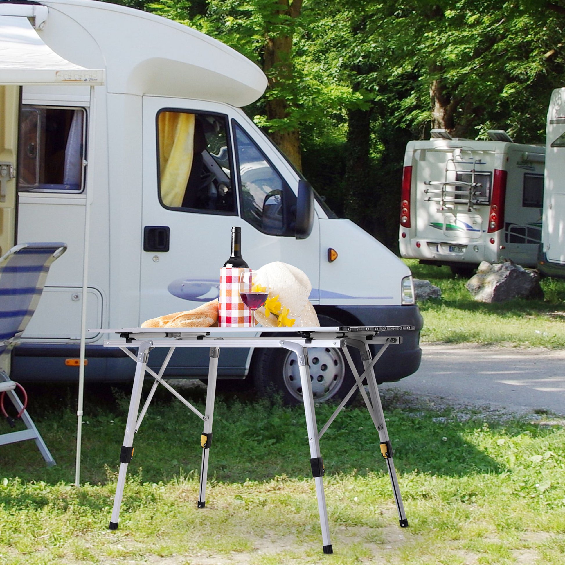 Outsunny Mesa De Picnic Plegable Con Altura Regulable De Aluminio Con Bolsa 30_1