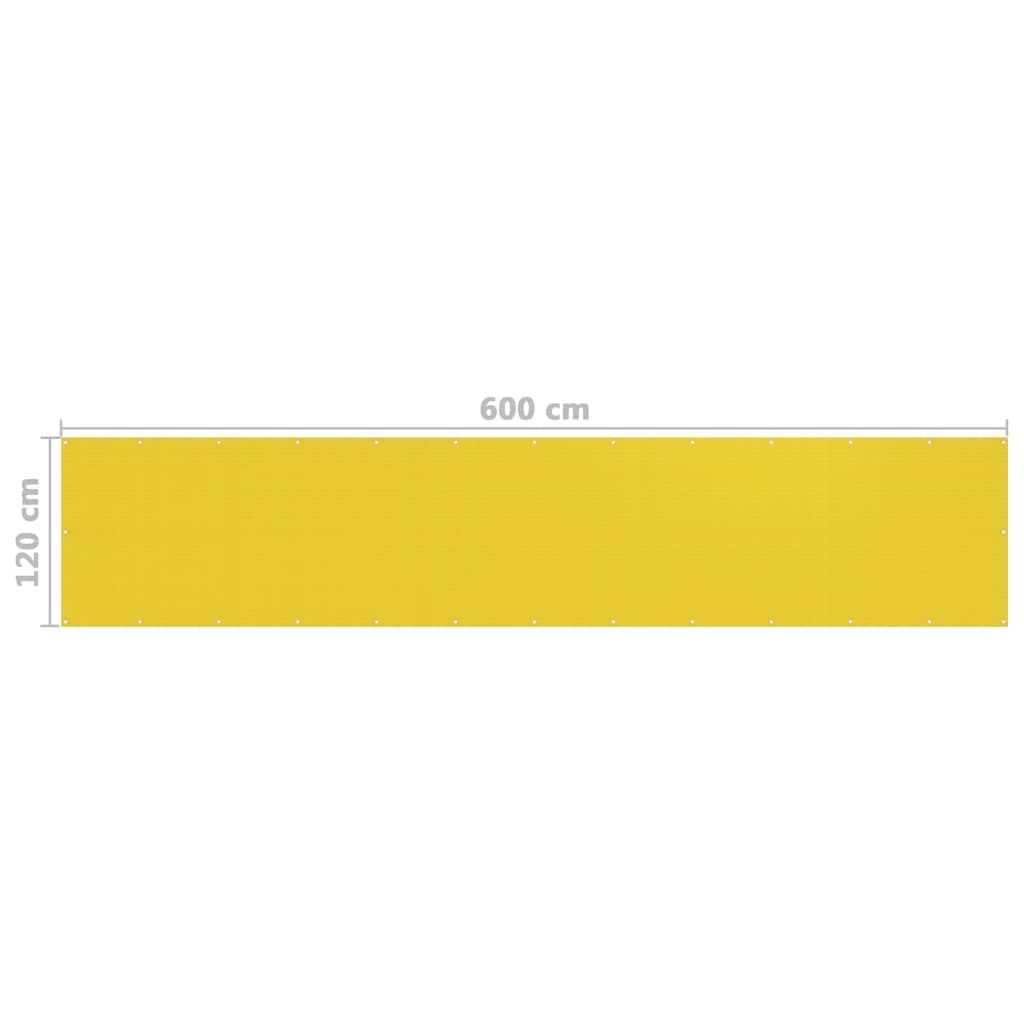 Vidaxl Toldo Para Balcón Hdpe Amarillo 120x600 Cm_4