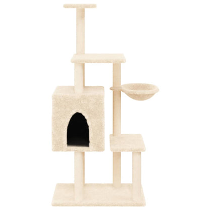 Rascador Para Gatos Con Postes De Sisal Crema 131 Cm_3