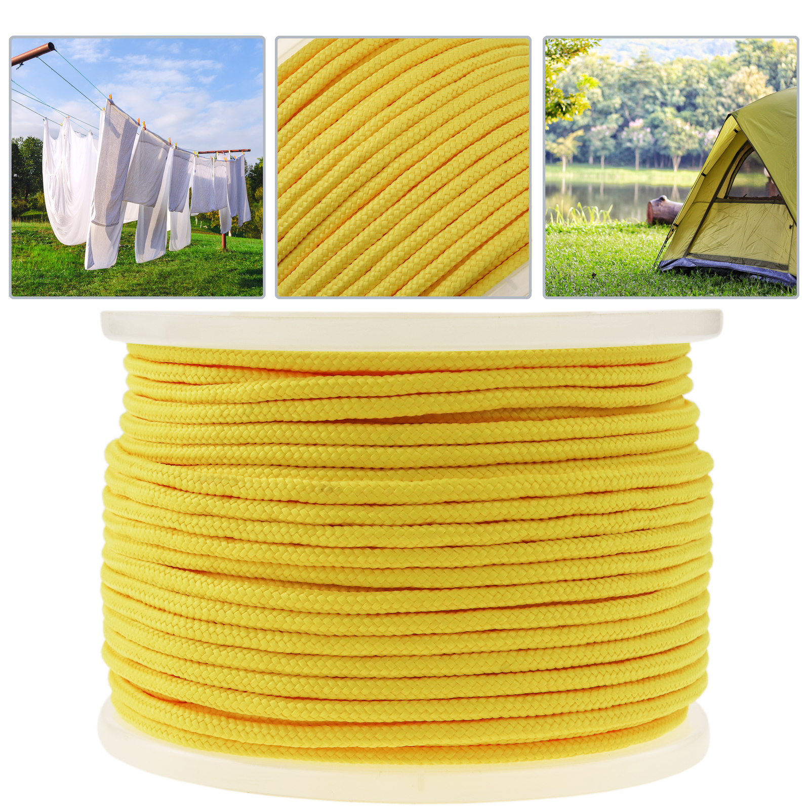 Cuerda Trenzada Multifilamento Pp 100 M X 6 Mm Amarillo_1