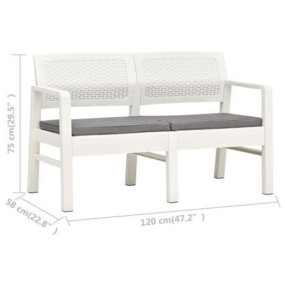 Vidaxl Banco De Jardín De 2 Plazas Con Cojines Plástico Blanco 120 Cm_2