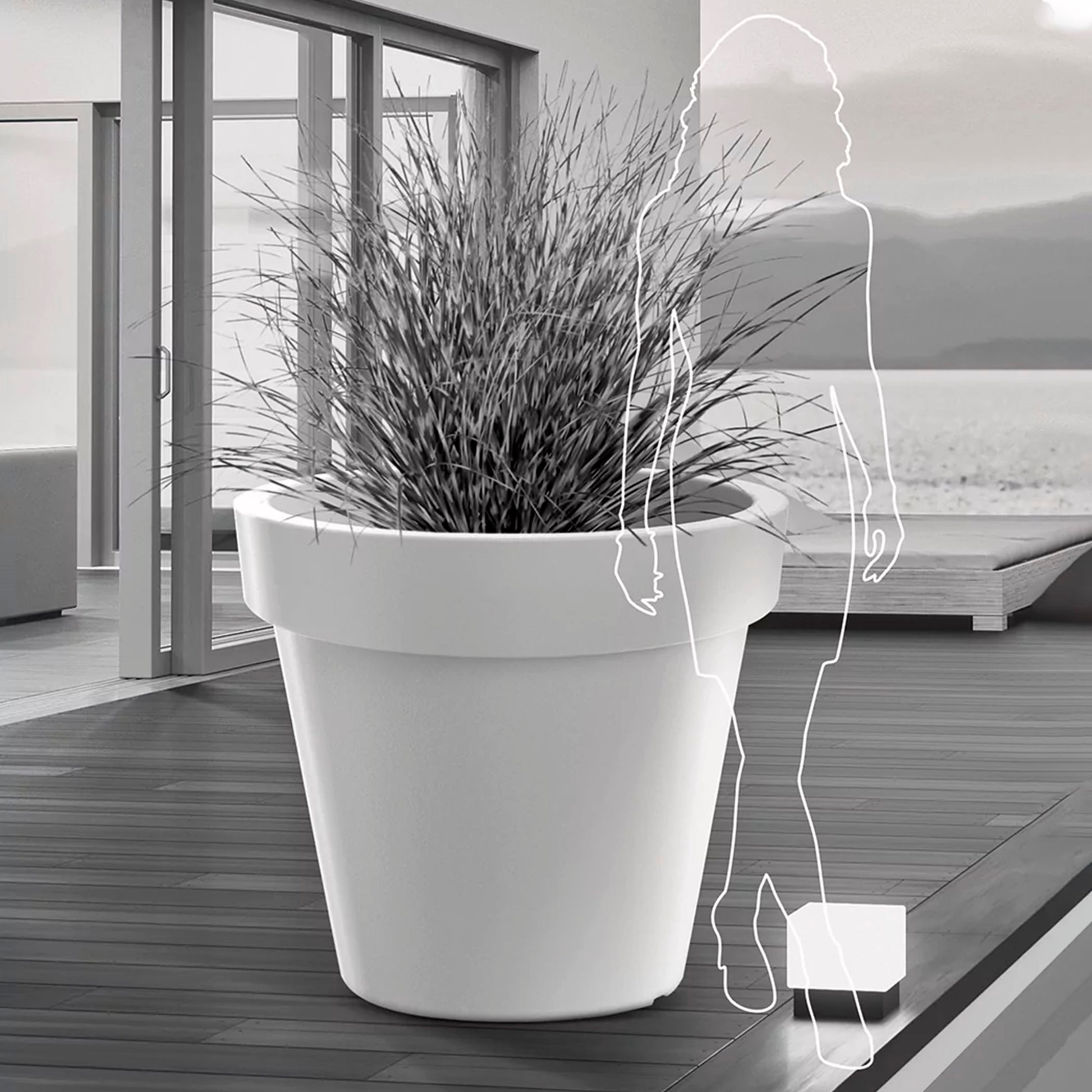 Maceta Lexo Round 212l., Dimensiones (mm) 800x800x740, Color Antracita