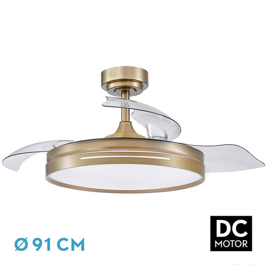 Ventilador Dc 48w Micenas Cuero 3asp. 91d 6velocidades 4800 Lm 3000-4000-6000k Remoto+memoria+temporizador 24_0