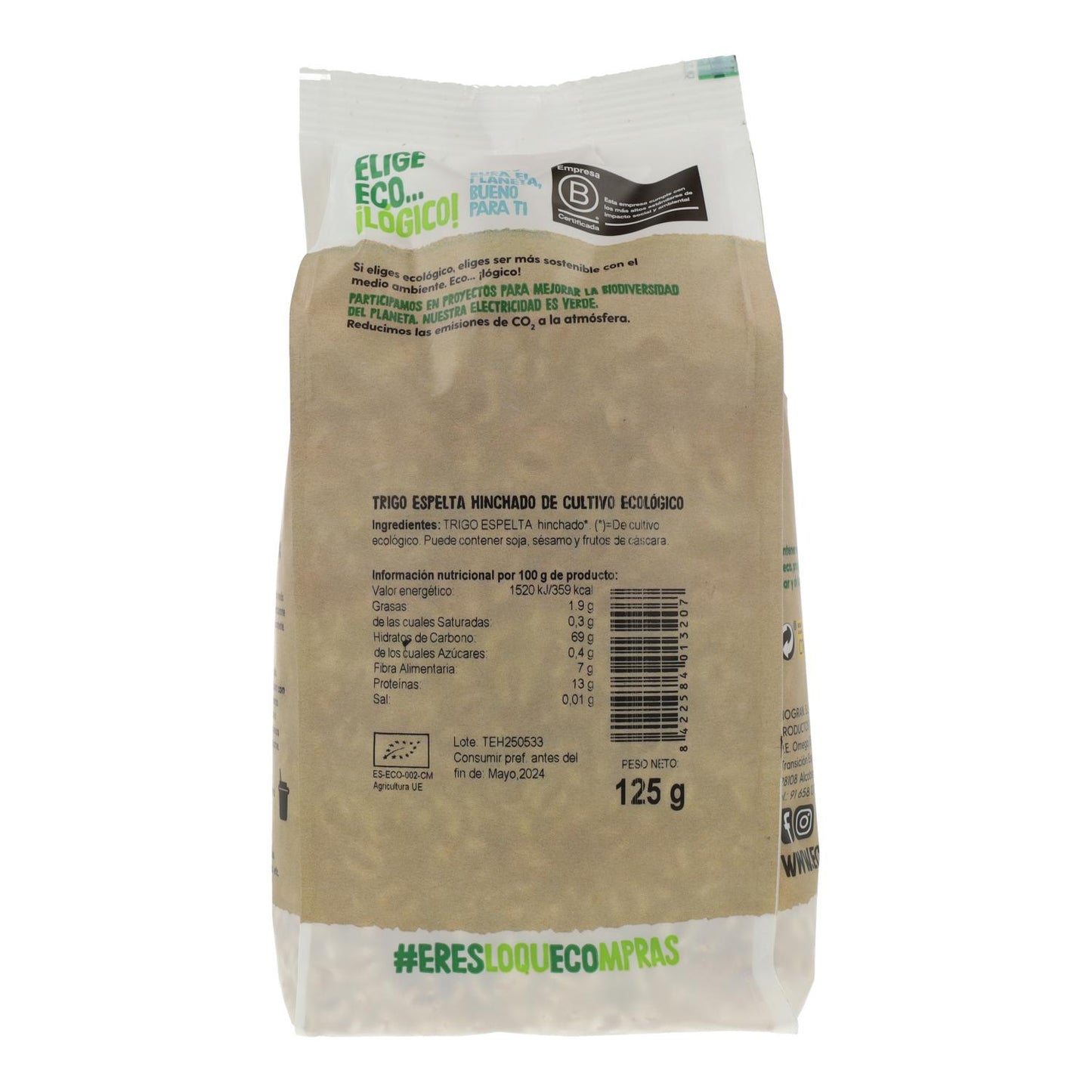 Embalagem de 2 unidades de trigo espelta tufado biológico Ecocesta, 125 g