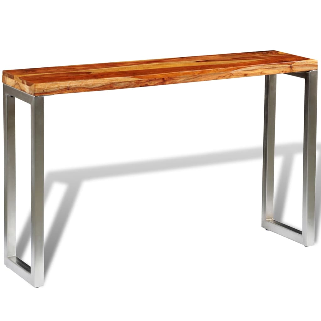Mesa Consola Con Patas De Acero Madera Maciza_1