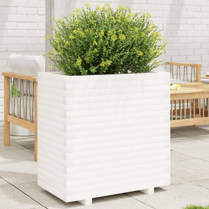 Jardinera Madera Maciza De Pino Blanco 70x40x72,5 Cm_1