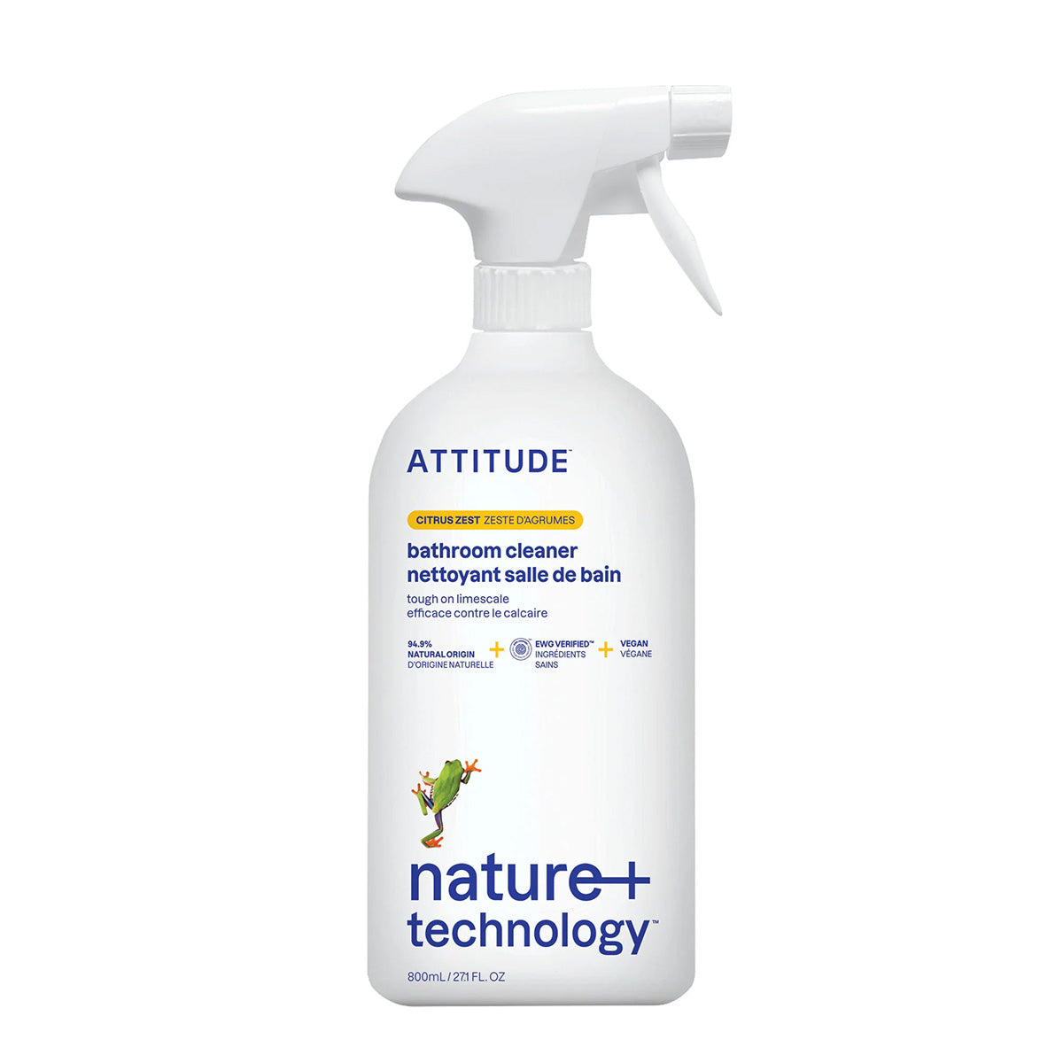 Spray de limpeza anti-calcário para casa de banho Attitude Citrus 800 ml