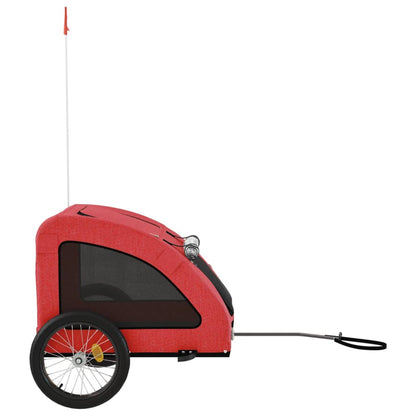 Remolque De Bicicleta Mascotas Hierro Tela Oxford Rojo_5