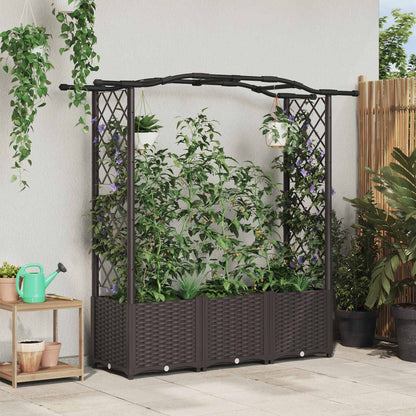 Cama Elevada Con Trellis Y Techo Marrón 164 X 40 X 138 Cm Pp_1