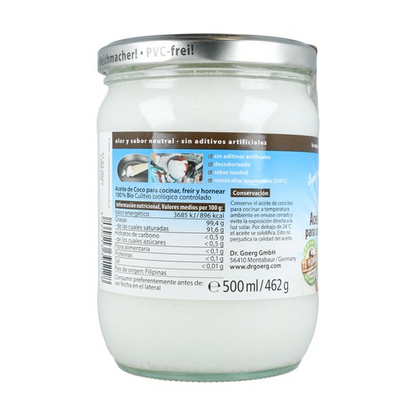 Óleo de coco desodorizado Dr. Goerg 500 ml