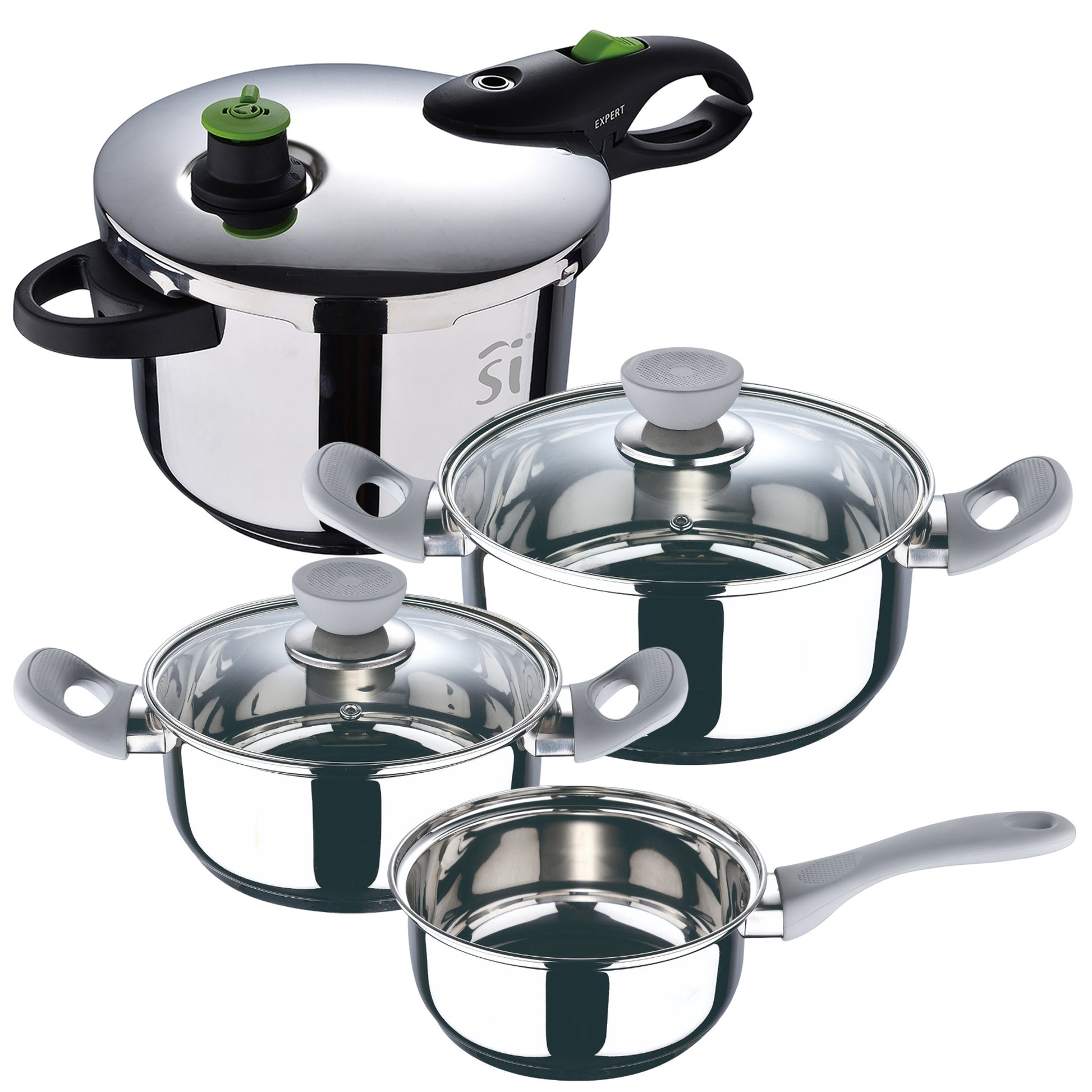 Set De 5pc Batería De Cocina Acero Inox + Olla A Presión 22cm De 5,5l San Ignacio_0