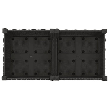 Macetero De Jardín Con Ruedas Negro 80 X 40 X 29 Cm Pp_4