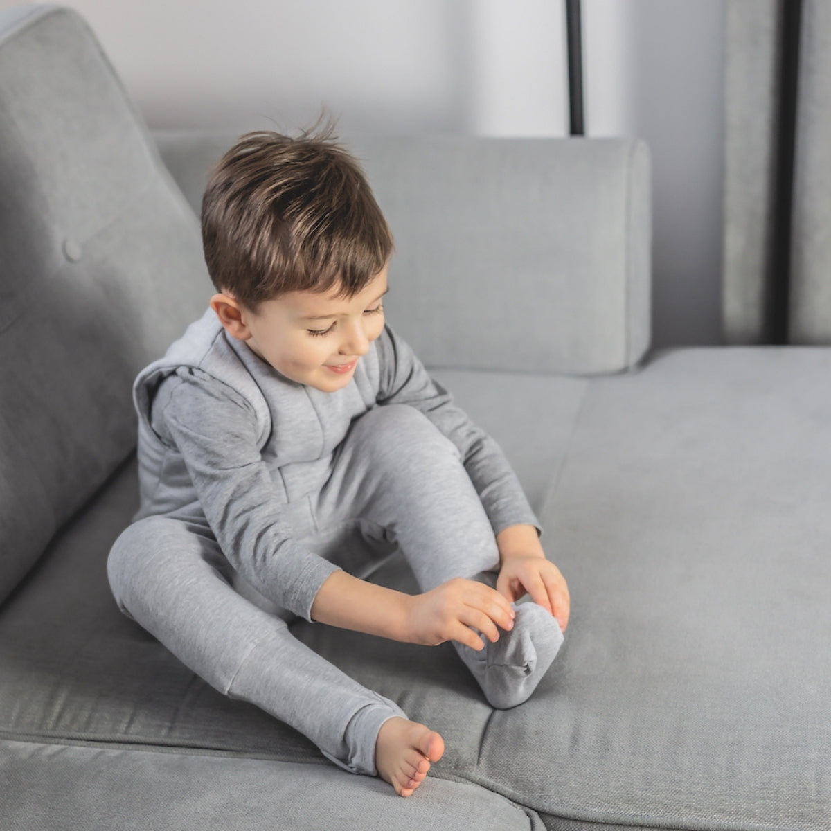 Saco De Dormir Con Pies Reversible T-s Jersey Algodón Melange Light-dark Grey_4