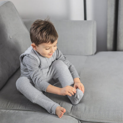 Saco De Dormir Con Pies Reversible T-s Jersey Algodón Melange Light-dark Grey_4