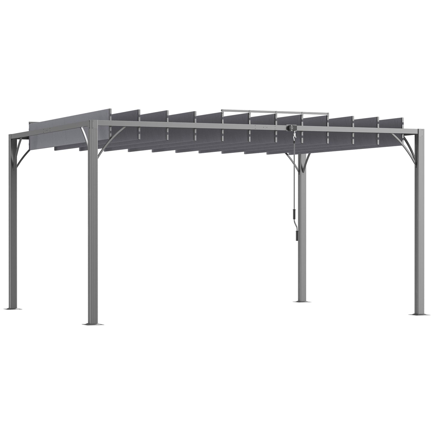 Outsunny Pérgola 4x3 M Con Diseño De Lamas Superior Giratorio Hasta 135° Gris_0