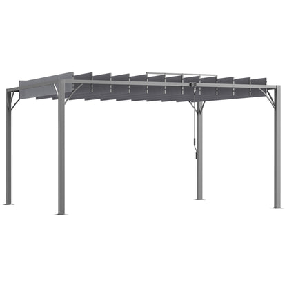 Outsunny Pérgola 4x3 M Con Diseño De Lamas Superior Giratorio Hasta 135° Gris_0
