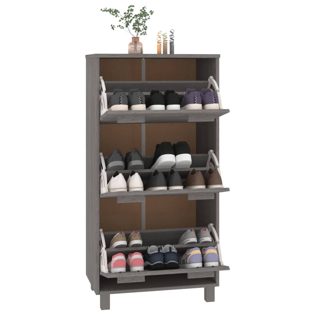 Zapatero Hamar Madera Maciza Pino Gris Claro 59,5x35x117 Cm / Vetonek_4