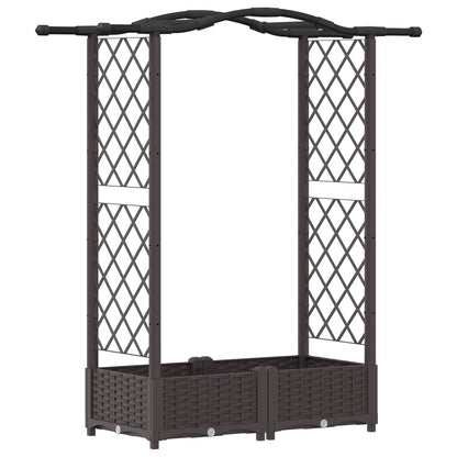 Cama Elevada Con Trellis Y Techo Marrón 124 X 40 X 123 Cm Pp_0