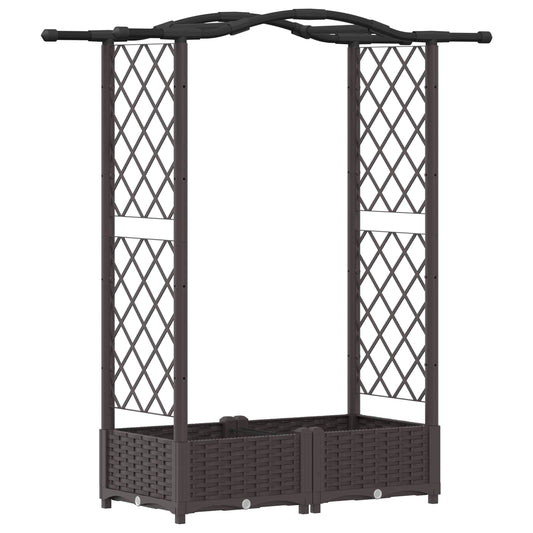 Cama Elevada Con Trellis Y Techo Marrón 124 X 40 X 123 Cm Pp_0