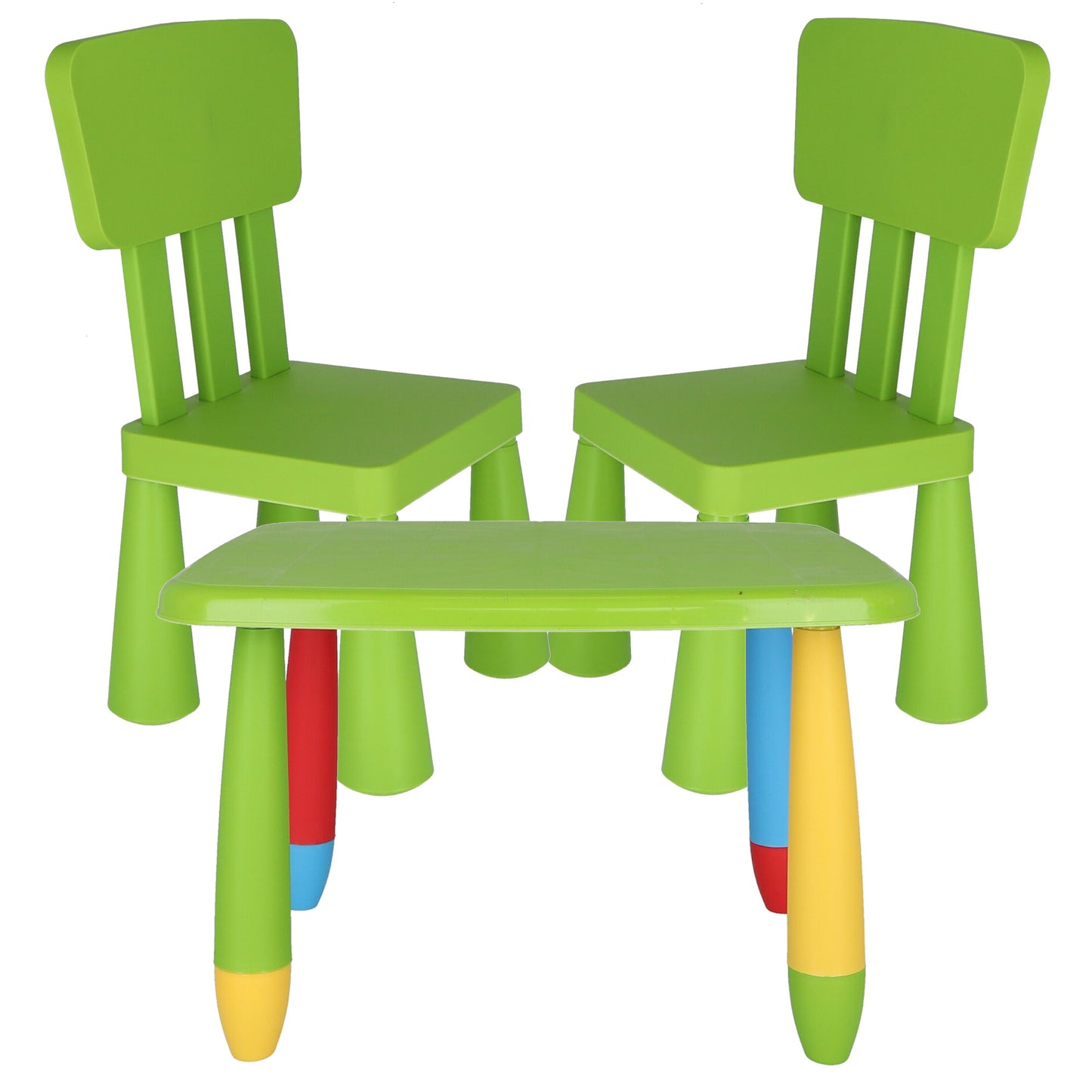 Mesita Infantil Rectangular Verde, Y 2 Sillas_0
