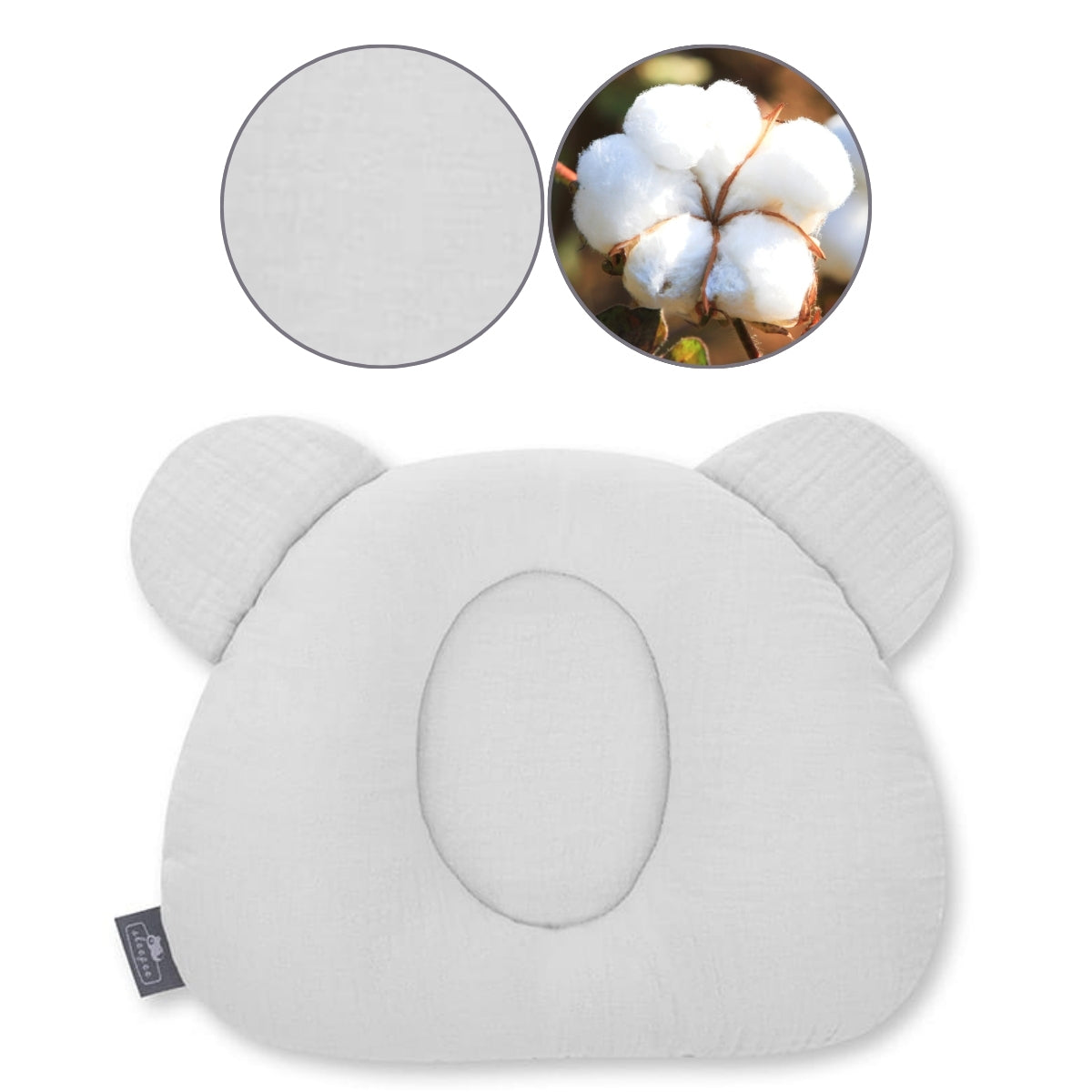 Almohada Cojin Plagiocefalia Bebés Muselina Grey_3