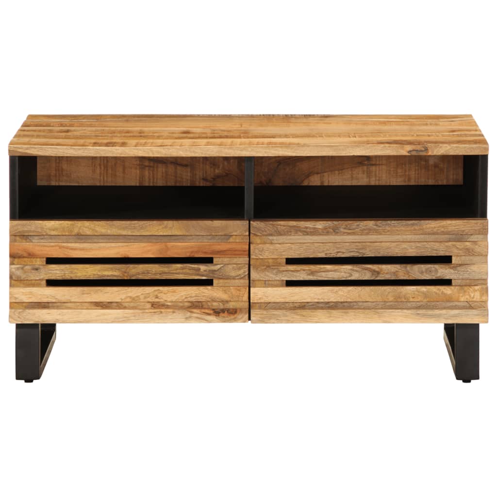 Mesa De Centro De Madera Maciza De Mango Rugosa 80x55x40 Cm_0