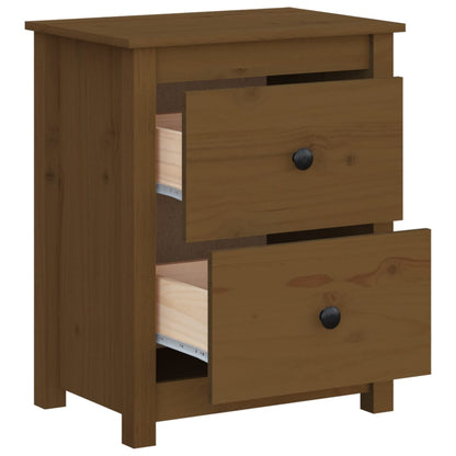 Mesita De Noche Madera Maciza De Pino Marrón Miel 50x35x61,5 Cm_3