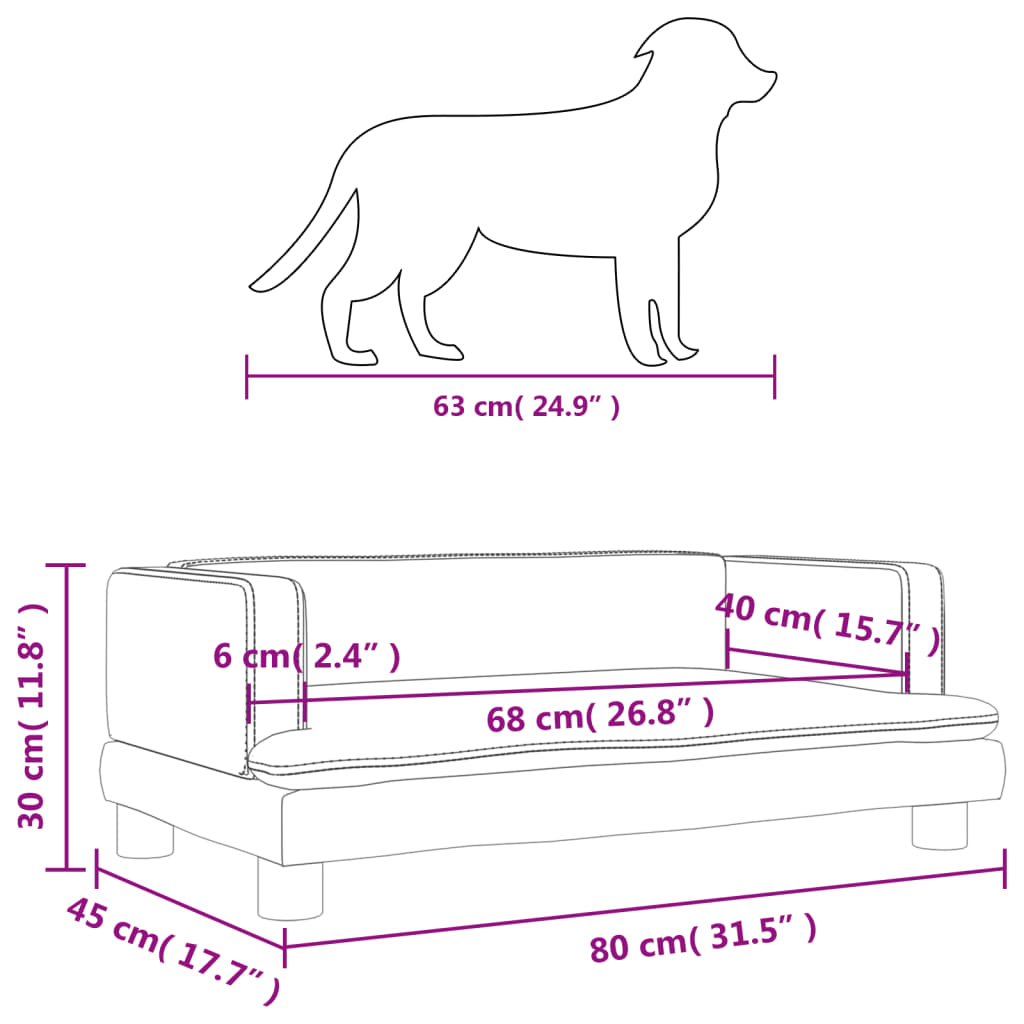 Cama Para Perros De Cuero Sintético Crema 80x45x30 Cm / Vetonek_2
