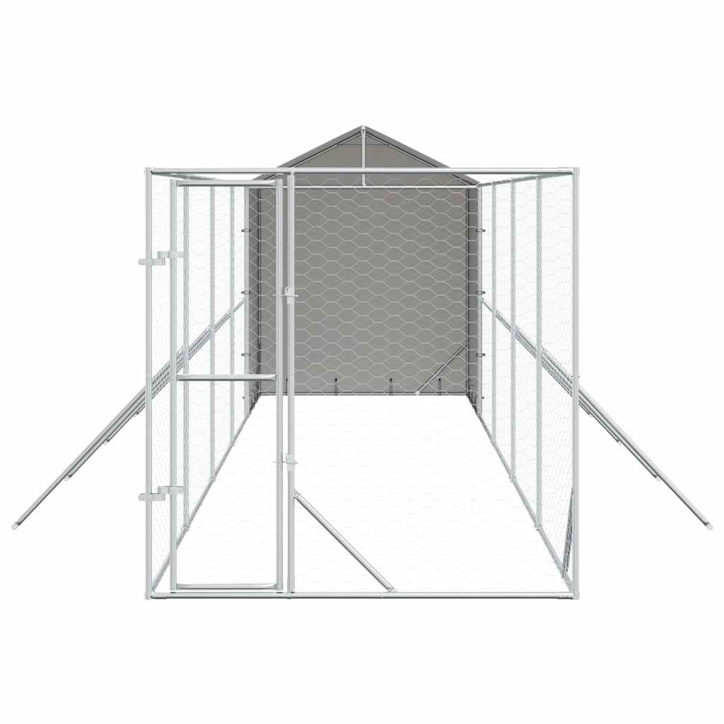 Perrera De Exterior Con Toldo Acero Galvanizado Plata 2x10x2,5m_4