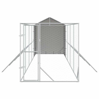 Perrera De Exterior Con Toldo Acero Galvanizado Plata 2x10x2,5m_4