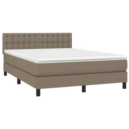 Cama Box Spring Colchón Y Luces Led Tela Gris Taupe 140x200 Cm / Vetonek_5
