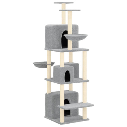 Rascador Para Gatos Con Postes De Sisal Gris Claro 180 Cm_0