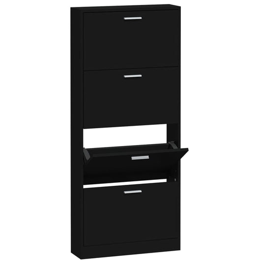 Vidaxl Mueble Zapatero Madera Contrachapada Negro 59x17x150 Cm_0
