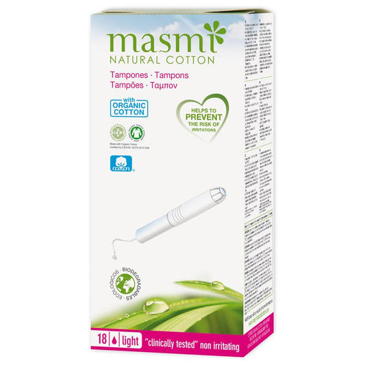 Tampão regular com aplicador Mini algodão ECO Masmi, 18 unidades
