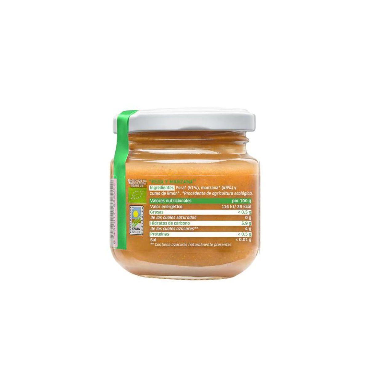 Embalagem de 12 frascos de pêra e maçã biológica Smileat +6 meses, 130g