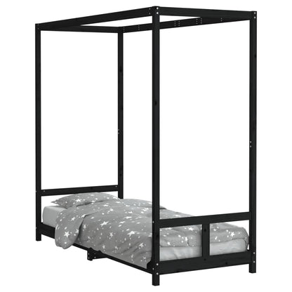 Estructura De Cama Para Niños Madera De Pino Negro 80x200 Cm / Vetonek_2