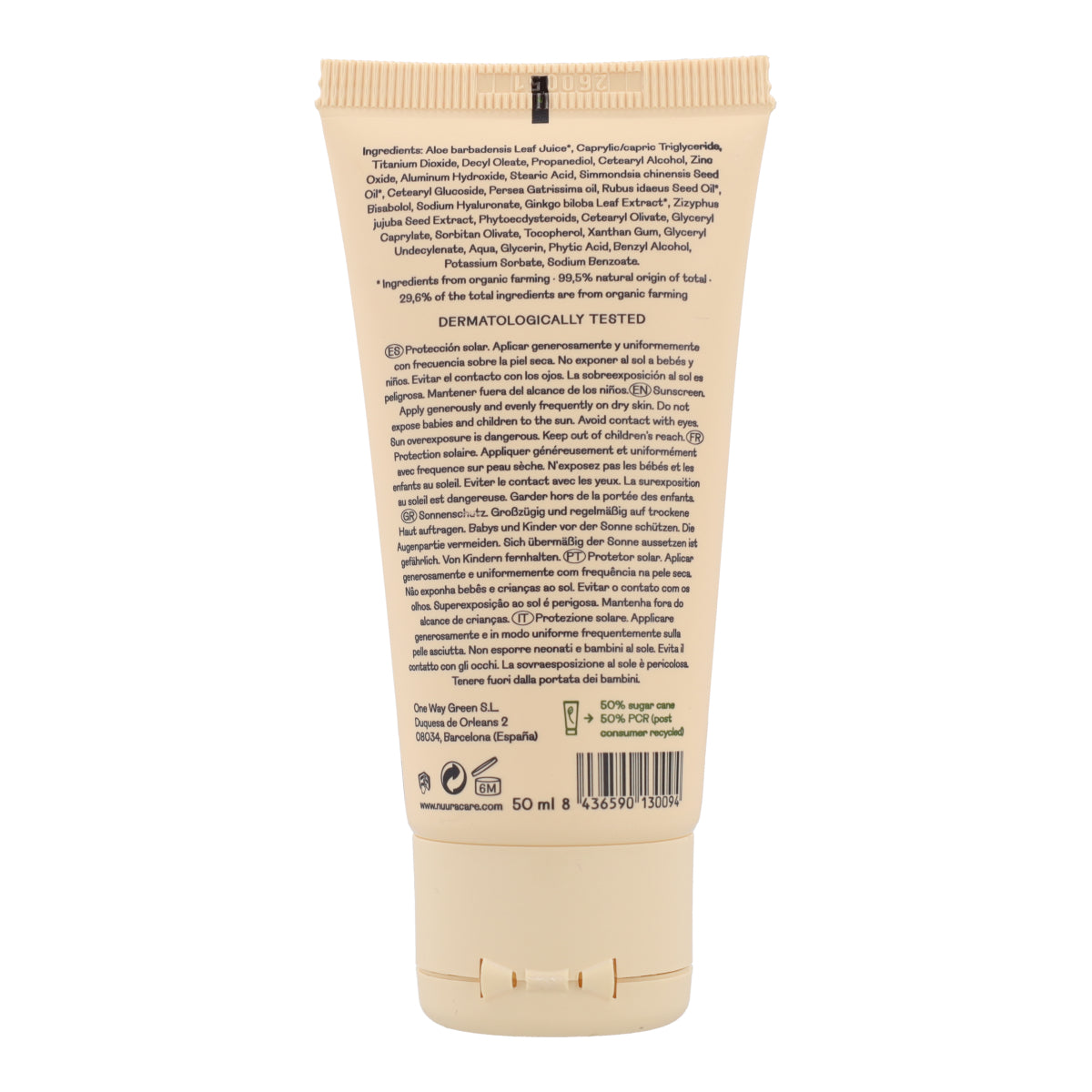 Protector Solar Facial SPF50 Nuura Tubo 50 ml