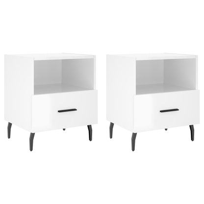 Mesita Noche 2 Uds Madera Ingeniería Blanco Brillo 40x35x47,5cm_0
