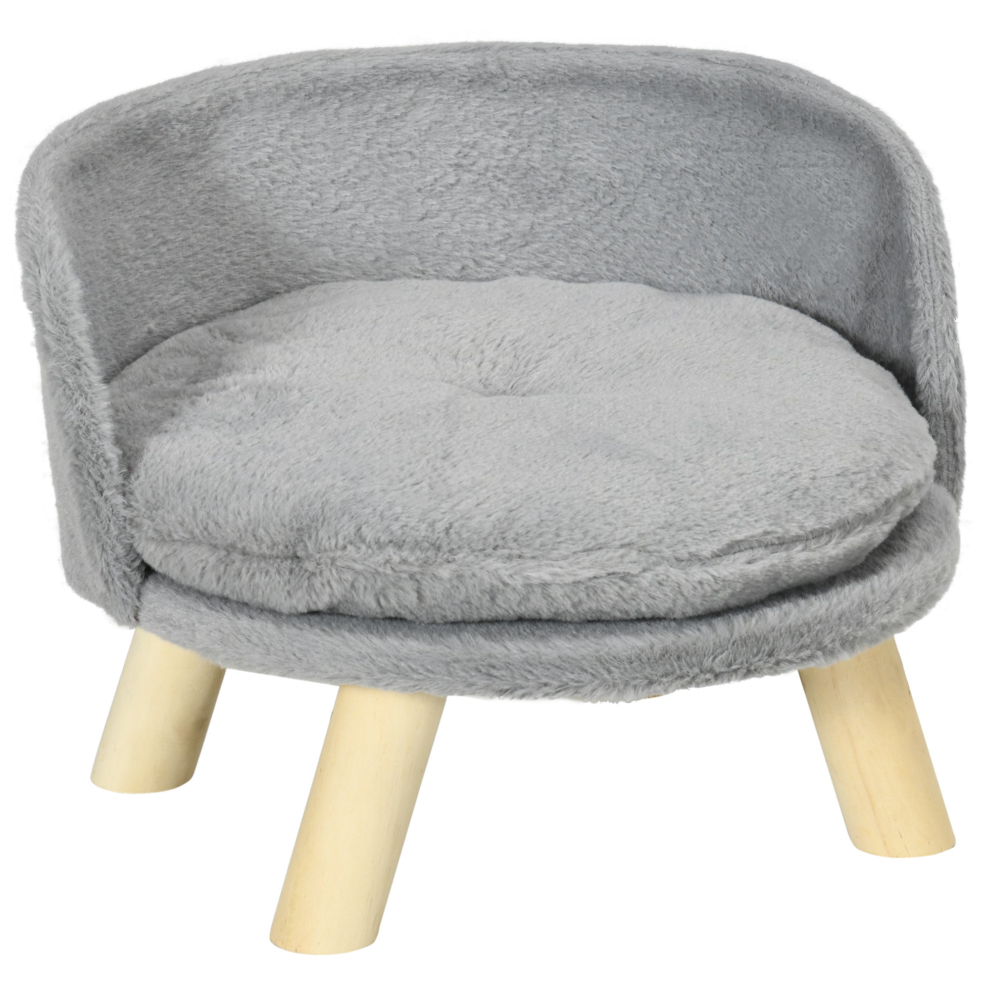 Pawhut Cama Elevada Para Perros Miniaturas Con Cojín Lavable Ø40,5x33 Cm Gris_0