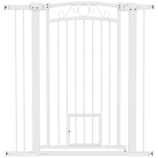 Pawhut Barrera De Seguridad Para Perros Con Ancho Ajustable 76-104 Cm Blanco_0