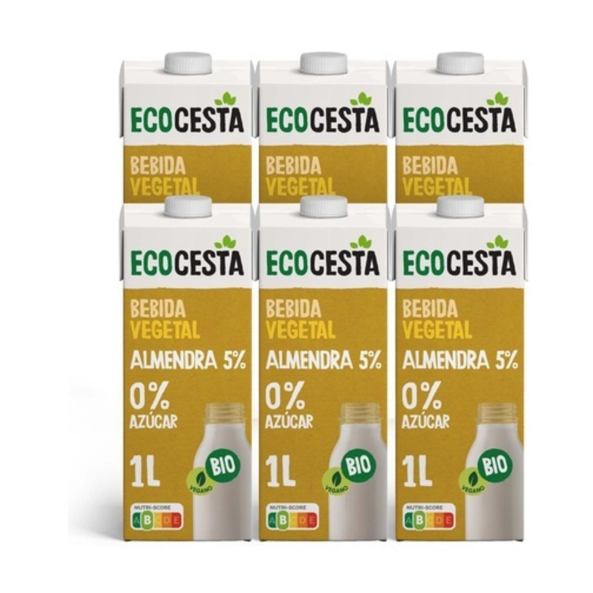 Pack de 6 Bebidas Biológicas de Amêndoa 0% Açúcar, 1L Ecocesta