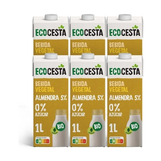 Pack de 6 Bebidas Biológicas de Amêndoa 0% Açúcar, 1L Ecocesta