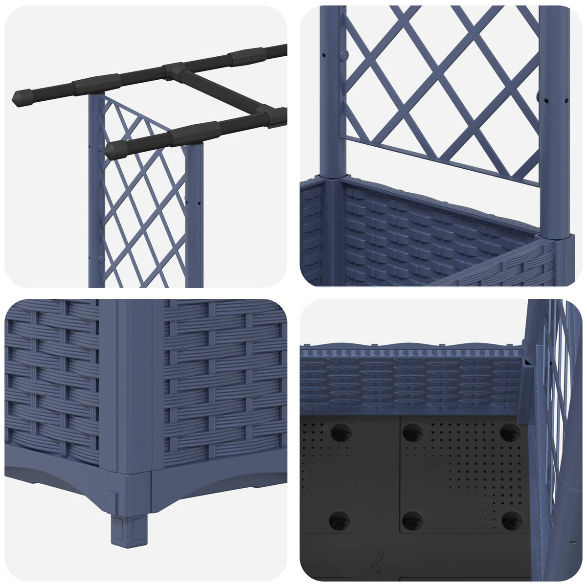 Cama Elevada Con Trellis Y Techo Gris 122,5 X 40 X 121 Cm Pp_5