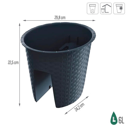 Maceta Ratolla Oval 6l., Dimensiones (mm) 298x242x225, Color Antracita_2