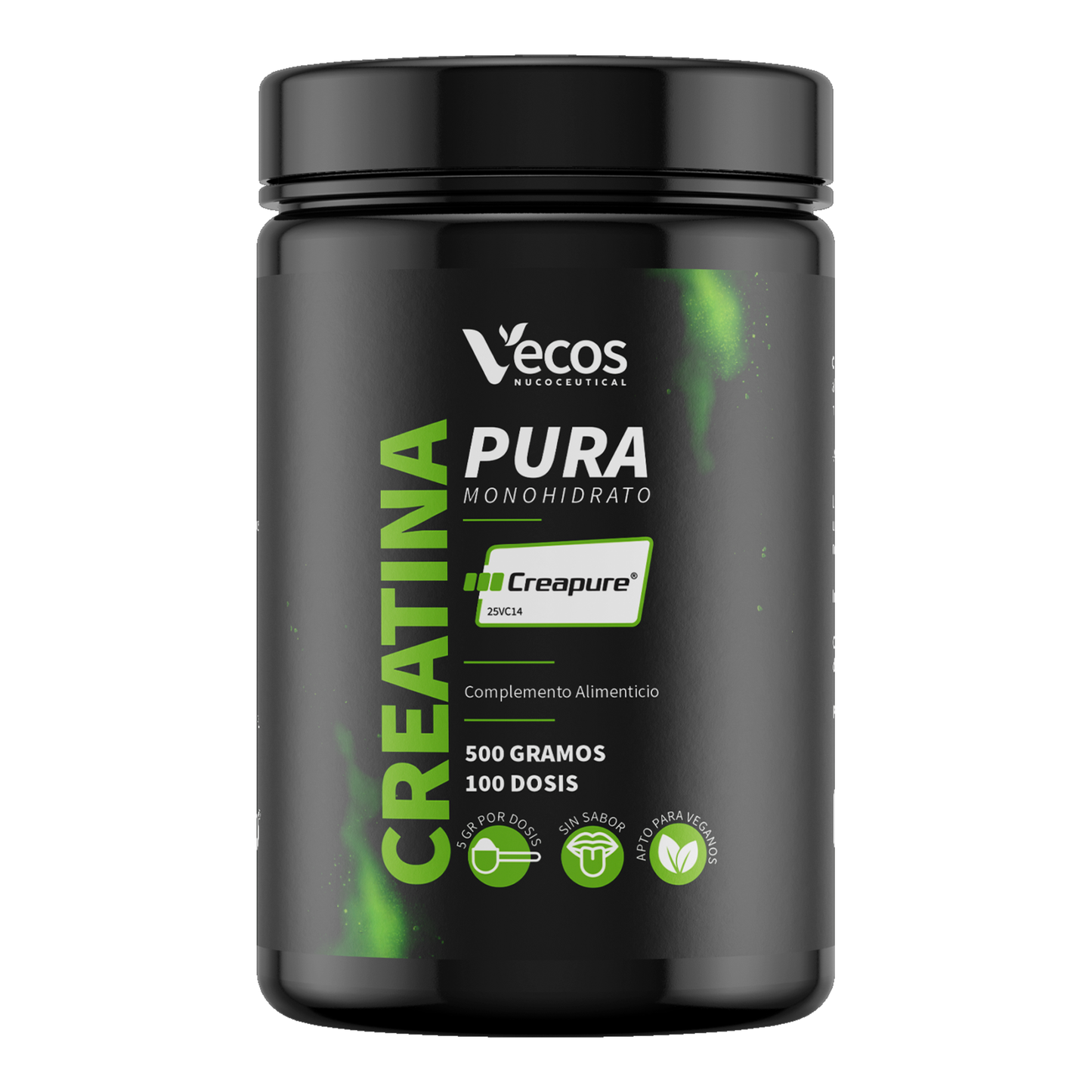 Creatina Monohidrato Creapure® Vecos 500 G | Fuerza, Potencia Y Rendimiento | 5000 Mg De Alta Pureza Por Dosis_0