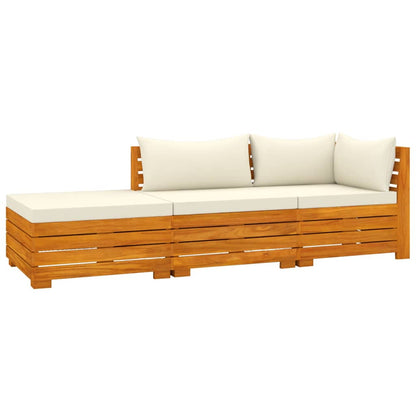 Muebles De Jardín 3 Piezas Con Cojines Madera Maciza De Acacia / Vetonek_3