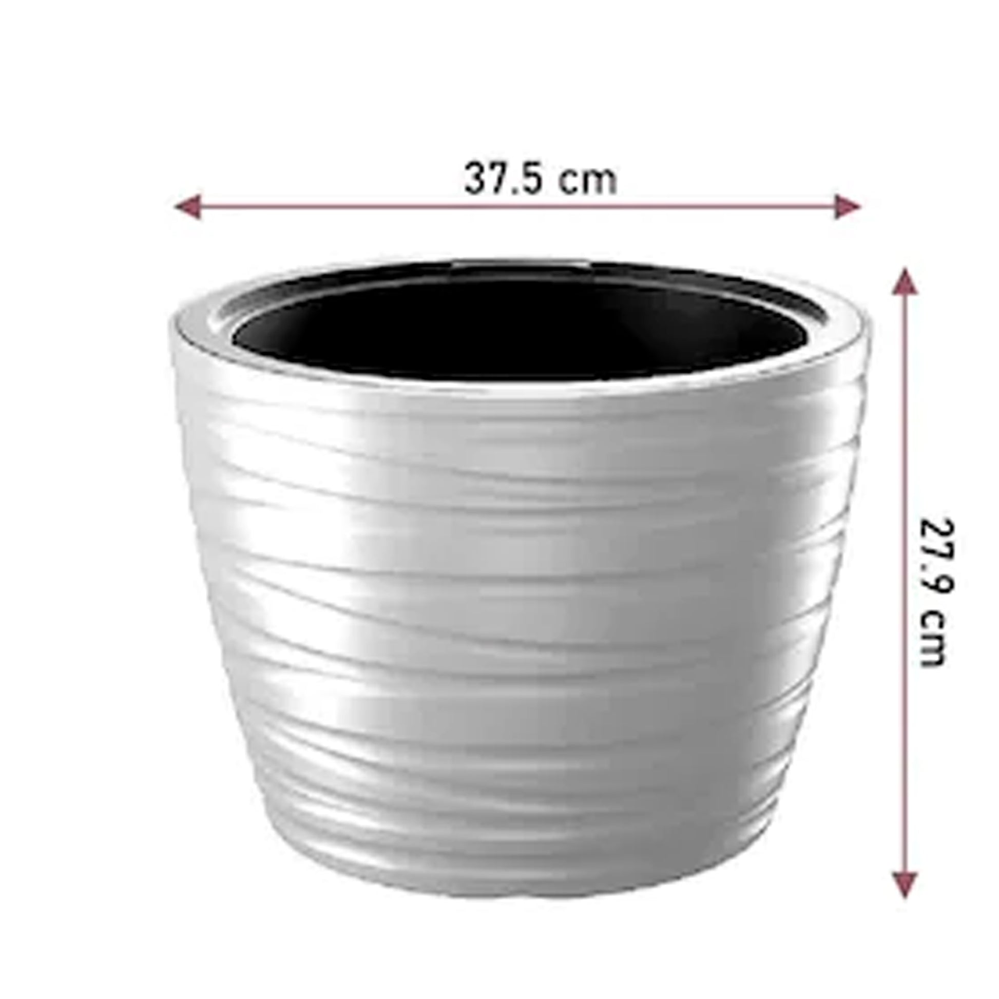 Maceta Baja Con Deposito 22l Maze De Plastico En Color Antracita 37,5 (largo) X 37,5 (ancho) X 27,9 (alto) Cm_2