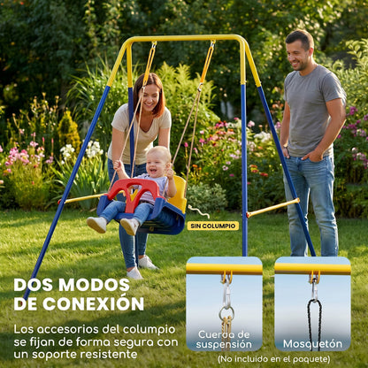 Aiyaplay Estructura De Columpio Infantil Plegable 2 Ganchos Carga 50 Kg Azul_5