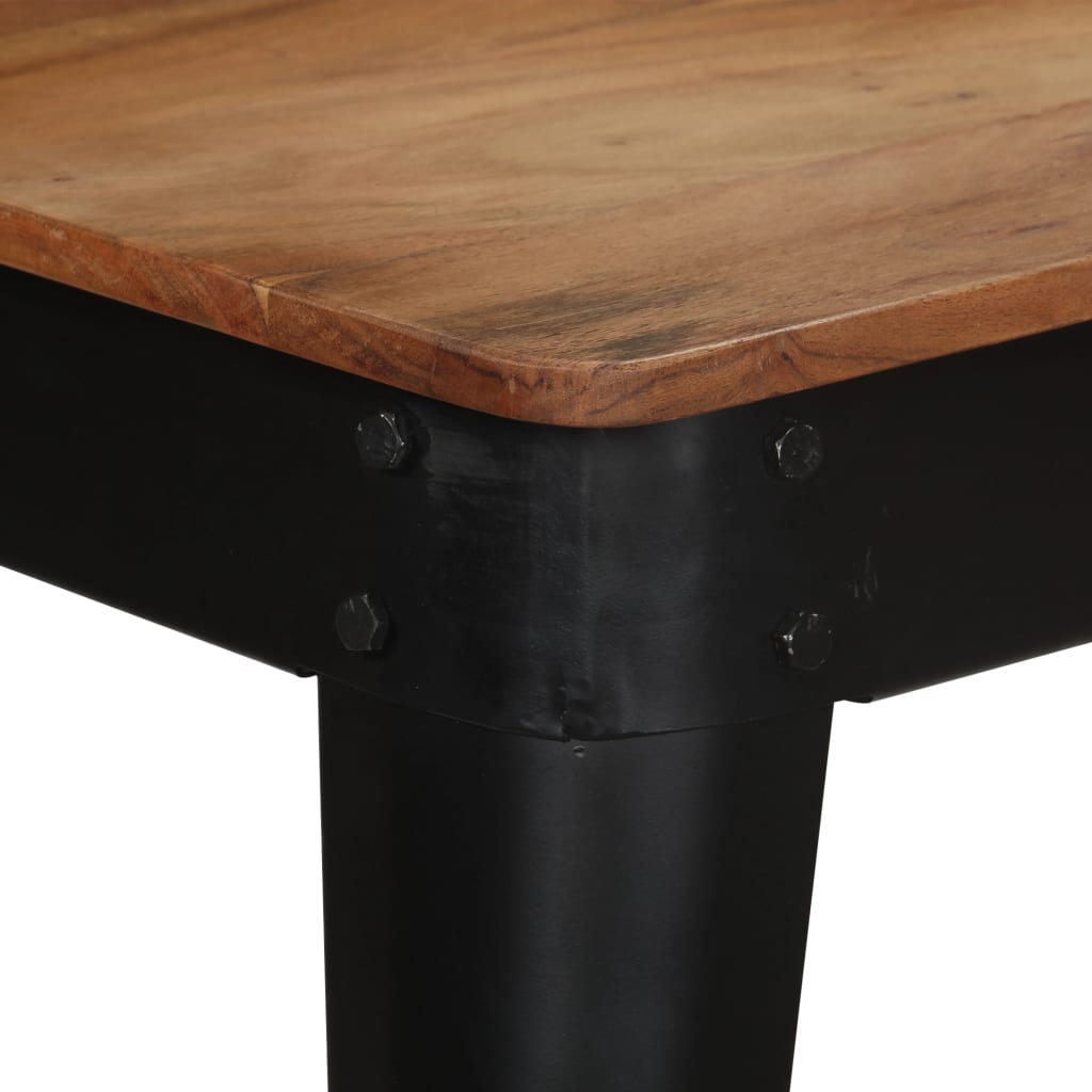 Mesa De Comedor De Madera Maciza De Acacia Y Acero 120x60x76 Cm_3